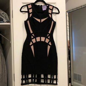 Herve Leger cocktail dress - black & nude.